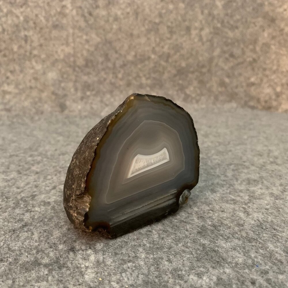 Polished Half Geode Rock Crystal Natural Specimen Stone 3.5” Agate Paperweight